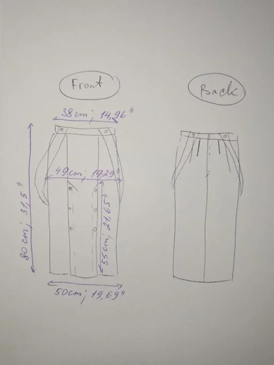 Designer Olive Burnt Stretch Pencil Skirt Velour-Like Heavy Fabric - Picture 8 of 8